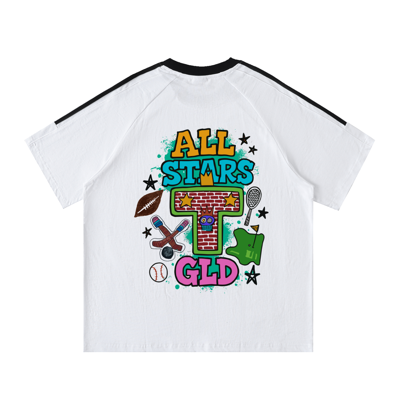 All Star x GLD Contrast Tape Crewneck Cotton T-Shirt