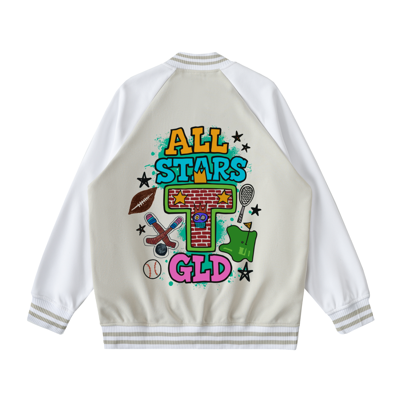 Two-Tone Raglan Sleeve Varsity Jacket - Adult Sizes