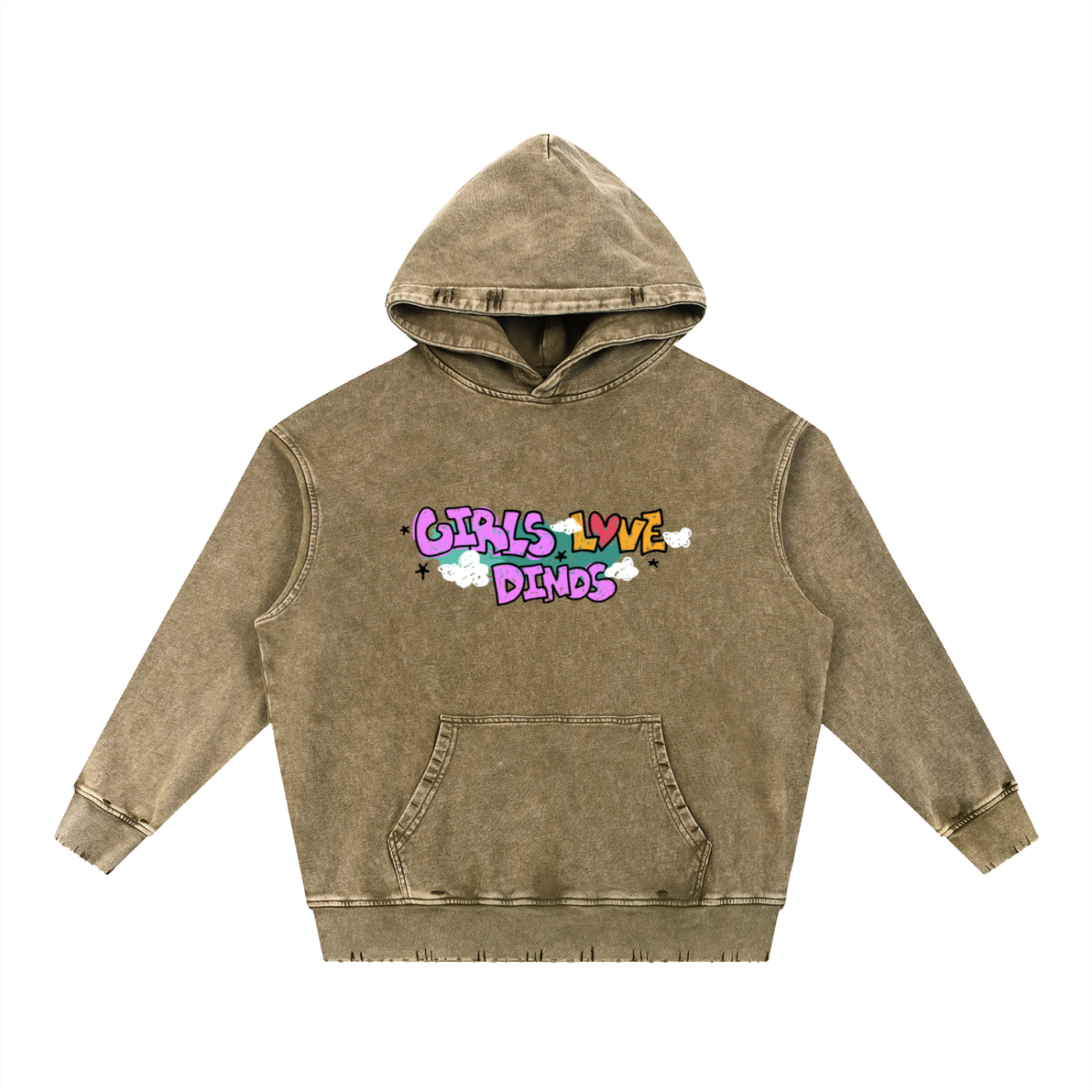 GLD - OG Style Snow Wash Hand-Frayed Heavyweight  Hoodie