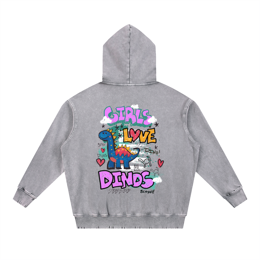 GLD - OG Style Snow Wash Hand-Frayed Heavyweight  Hoodie