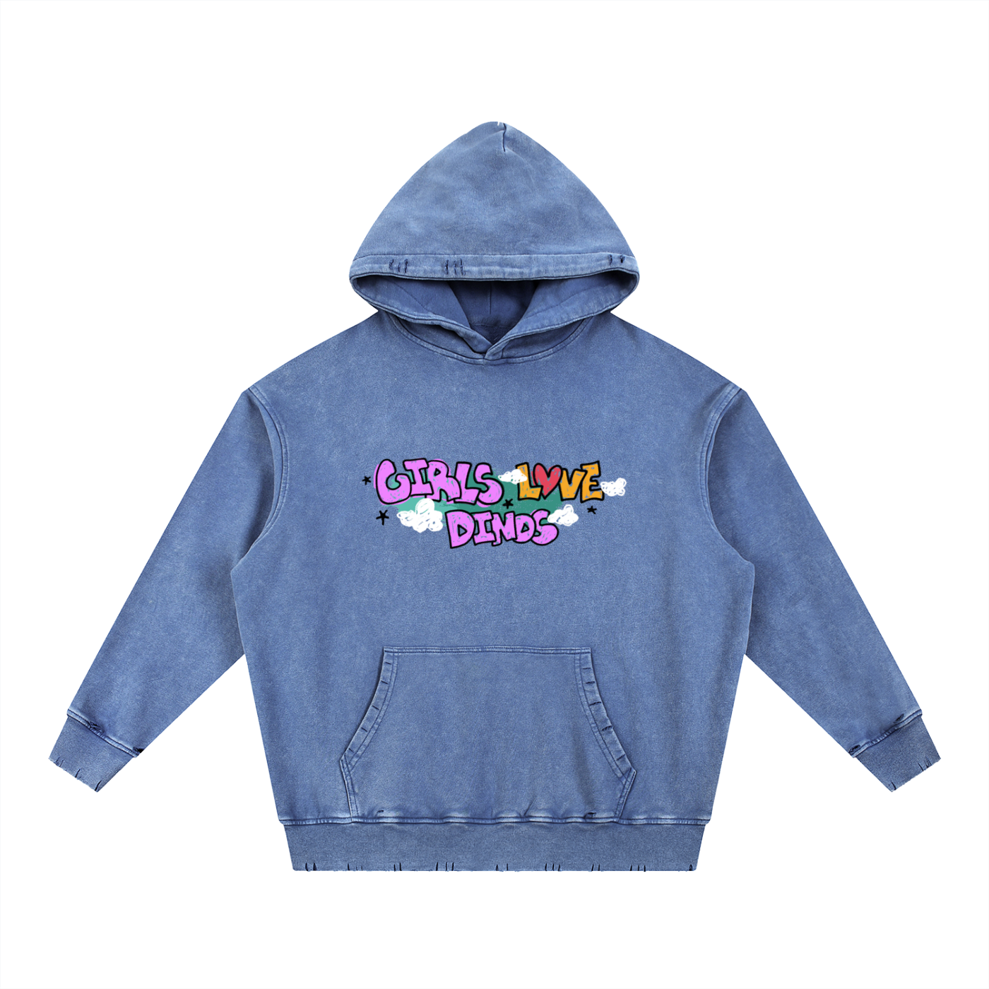GLD - OG Style Snow Wash Hand-Frayed Heavyweight  Hoodie