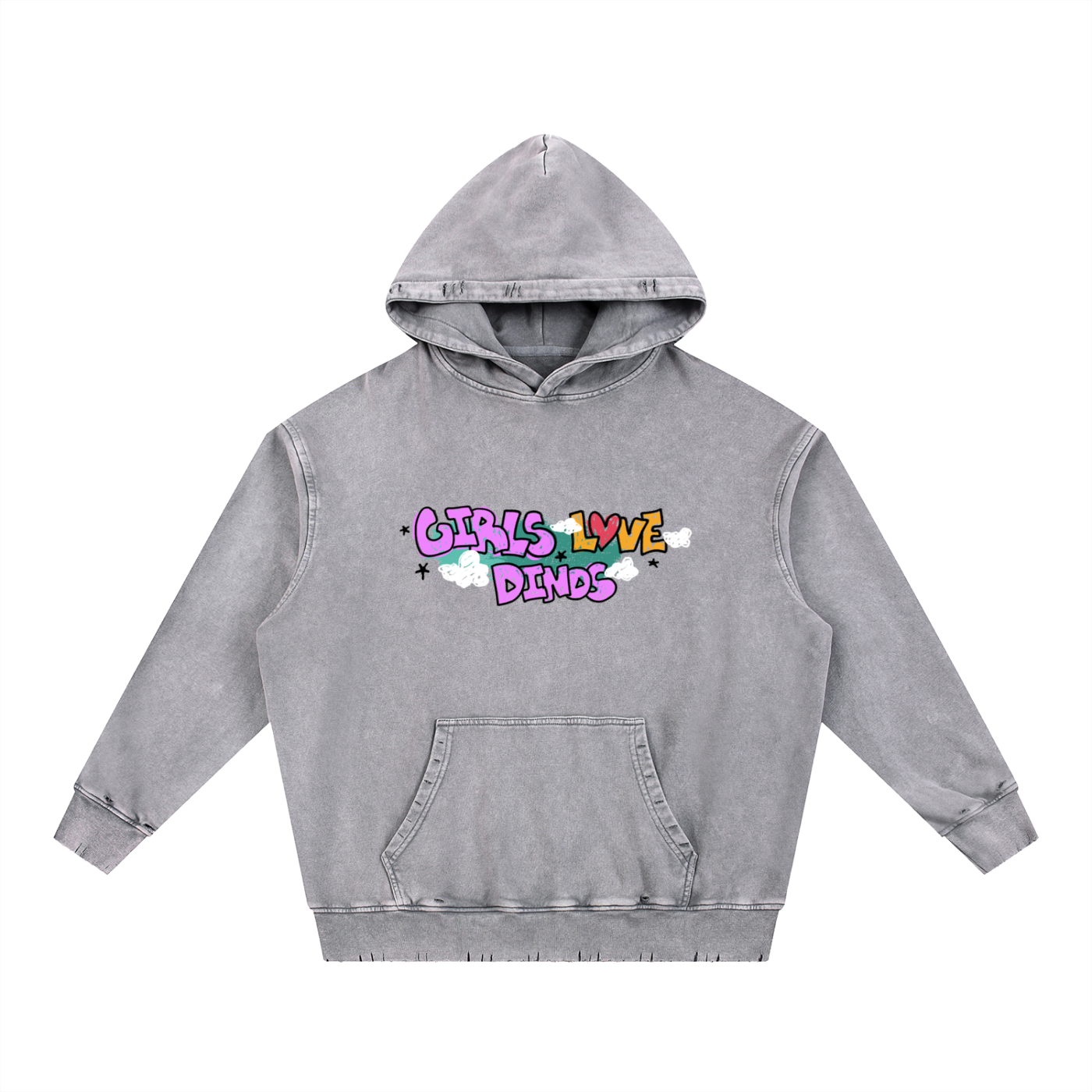 GLD - OG Style Snow Wash Hand-Frayed Heavyweight  Hoodie
