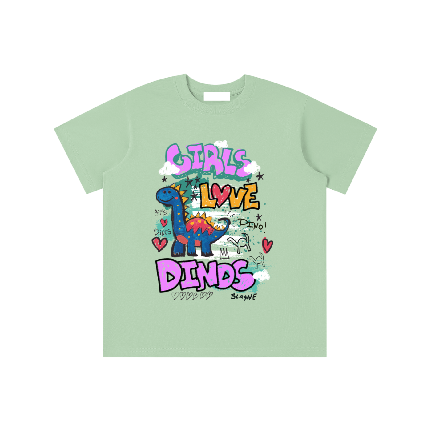 Girls Love Dinos Kids T-Shirt