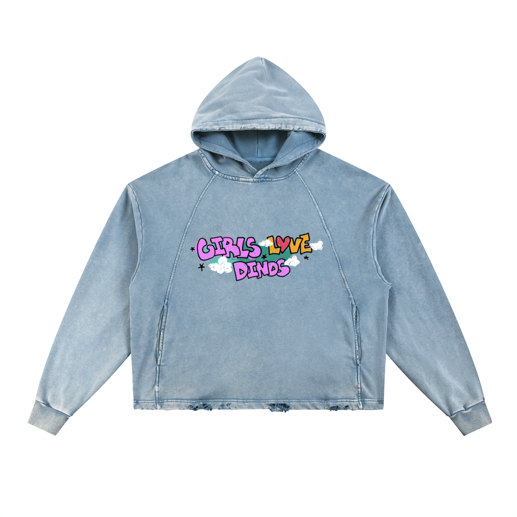 GLD OG Design - Adutl Vintage Washed Frayed-Hem Hoodie