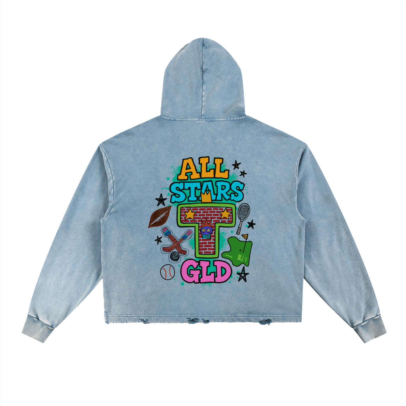 All Star x GLD Vintage Washed Frayed-Hem Hoodie