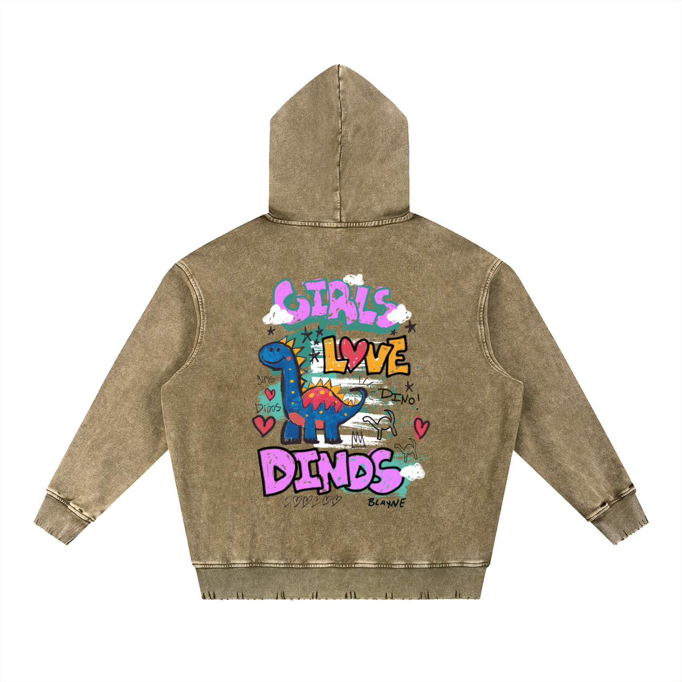 GLD - OG Style Snow Wash Hand-Frayed Heavyweight  Hoodie